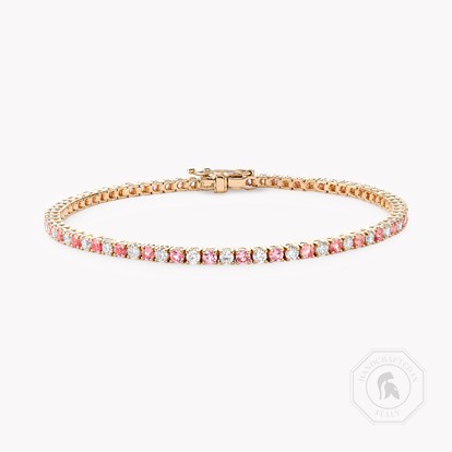 Candy Pink Sapphire & Diamond Line Bracelet 1.95ct in 18ct Rose Gold