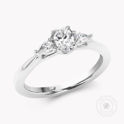 Oval and Pearshaped Three Stone Diamond Ring