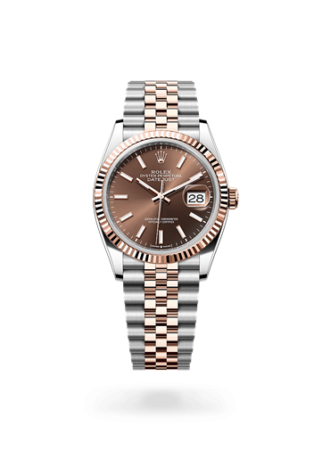 Datejust 36 * Oyster, 36 mm, Oystersteel and Everose gold with a White Fluted bezel and Jubilee, five-piece links bracelet