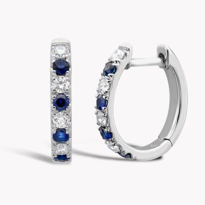 Sapphire & Diamond Half Hoop Earrings 0.52ct in 18ct White Gold