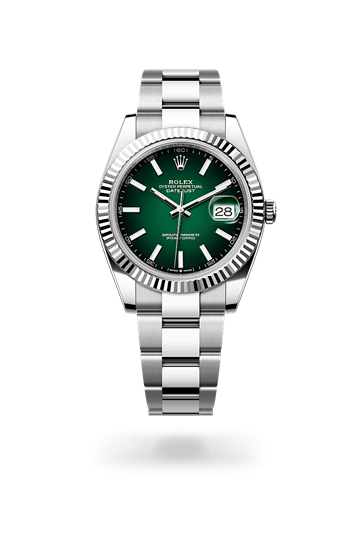 Datejust 41 * Oyster, 41 mm, Oystersteel and white gold with a Slate Fluted bezel and Jubilee, five-piece links bracelet