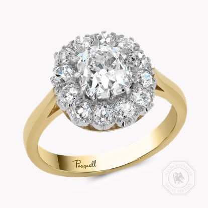 Coronet Old Cut 1.585ct Diamond Cluster Ring