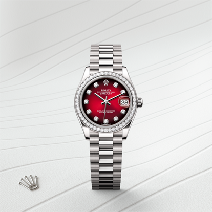 Datejust 31, Oyster, 31 mm, white gold and diamonds watch
