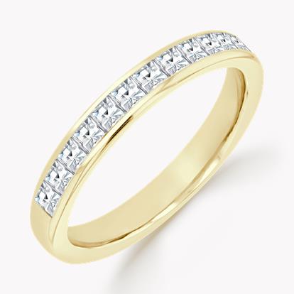 French Cut Diamond Half Eternity Ring 0.85ct in 18ct Yellow Gold
