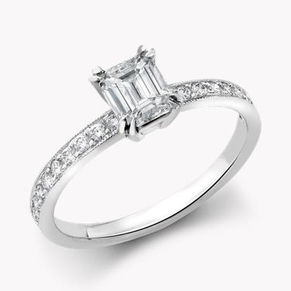 Diamond Ring - Emerald Cut 0.93ct in White Gold