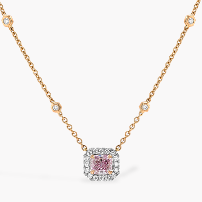 Masterpiece 1.04ct Fancy Purplish-Pink Diamond Cluster Pendant in 18ct Rose Gold