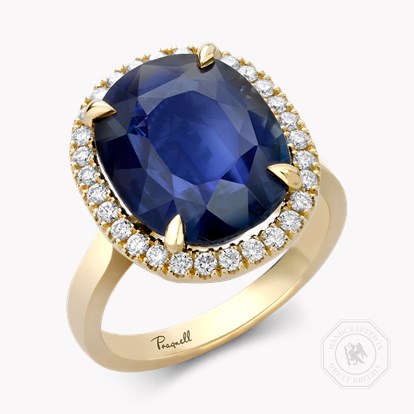 Sapphire and Diamond Cluster Ring - Oval Cut 9.64ct in 18ct Yellow Gold