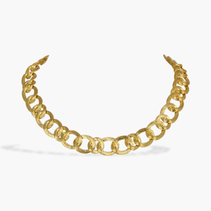 1980s Henry Dunay Brushed Gold Curb Chain Necklace