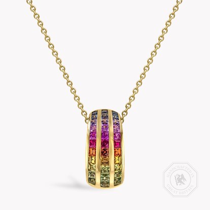Manhattan Three Row Sapphire Pendant 0.89ct in 18ct Yellow Gold