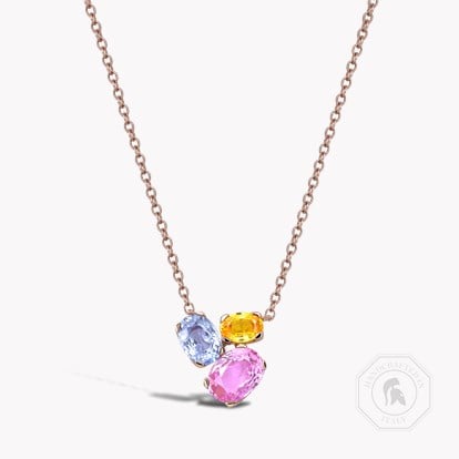 Rainbow Fancy Sapphire Three-Stone Pendant 3.00ct in 18ct Rose Gold