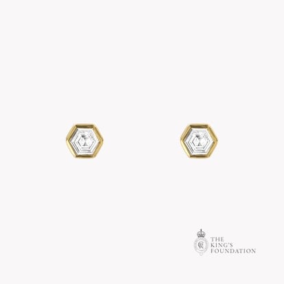 Honeycomb Diamond Solitaire Earrings 0.50ct in 18ct Yellow Gold