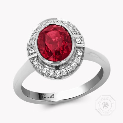 Mozambique 3.01ct Ruby and Diamond Cluster Ring in Platinum