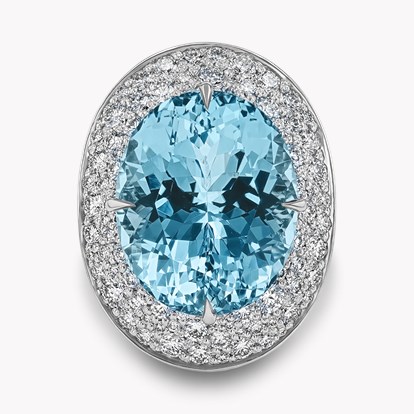 Snowstorm 21.08ct Aquamarine and Diamond Cocktail Ring