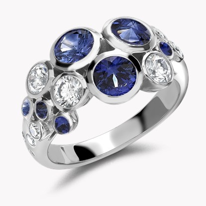 Bubbles Blue Sapphire and Diamond Dress Ring 2.62ct in White Gold