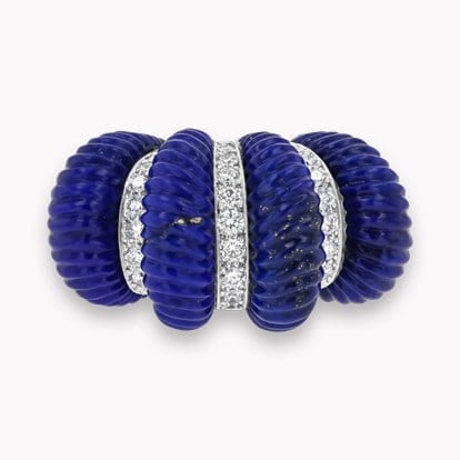 Retro Cartier Lapis Lazuli and Diamond Cocktail Ring