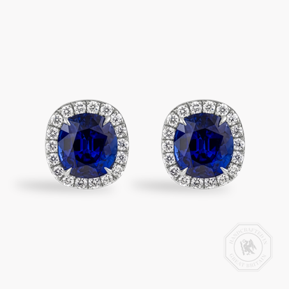 Cushion Cut 6.04ct Madagascan Sapphire and Diamond Earrings