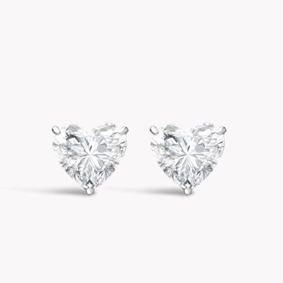 Heart Cut Diamond Stud Earrings 3.07ct in 18ct White Gold