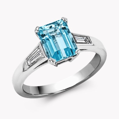 Octagonal Cut Aquamarine Ring 1.51ct in Platinum