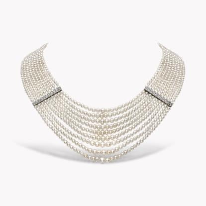 Edwardian Pearl and Diamond Collar 2.64ct in Silver and Yellow Gold