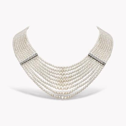 Edwardian Pearl and Diamond Collar 2.64ct in Silver and Yellow Gold