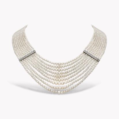 Edwardian Pearl and Diamond Collar 2.64ct in Silver and Yellow Gold
