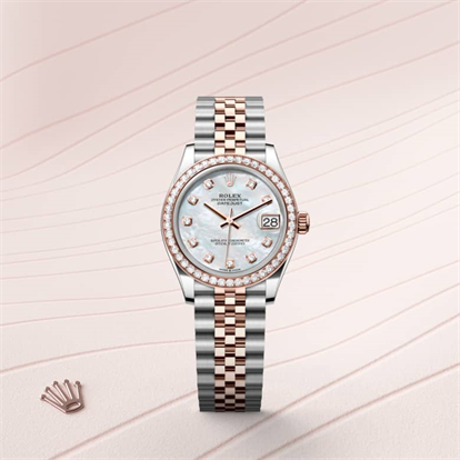 Datejust 31, Oyster, 31 mm, Oystersteel, Everose gold and diamonds watch