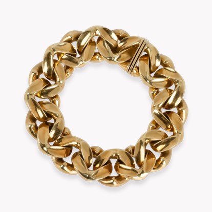 Retro Fancy Curb Link Gold Bracelet