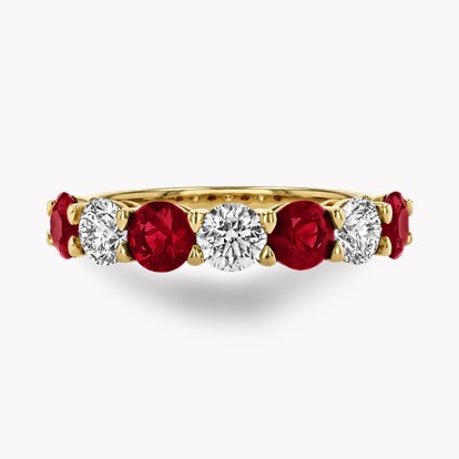 Ruby and Diamond Seven Stone Eternity Ring