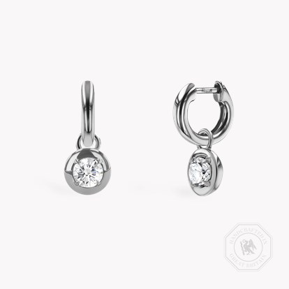 Skimming Stone 1.00ct Botswana Diamond Drop Hoop Earrings in 18ct White Gold