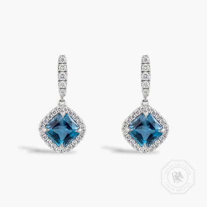 Cushion Cut 1.48ct Aquamarine and Diamond Earrings