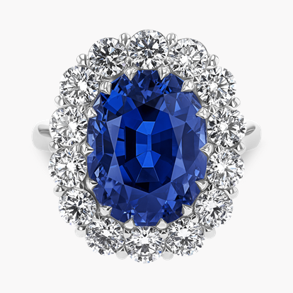 Masterpiece 9.32ct Sri Lankan Sapphire and Diamond Cluster Ring