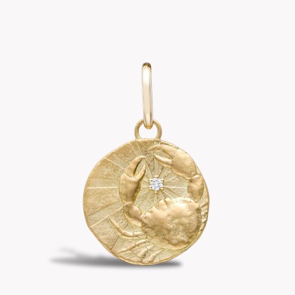 Cancer Pendant Charm 0.08ct in 18ct Yellow Gold