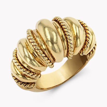 1980s Cartier Rope Twist Bombé Ring in 18ct Yellow Gold