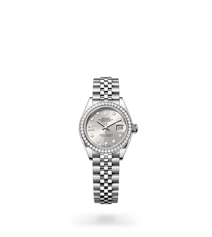 Rolex Lady-Datejust Oyster, 28 mm, Oystersteel, white gold and diamonds