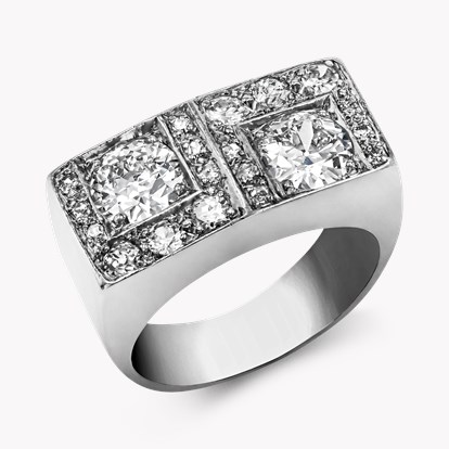 French Art Deco Rectangular Plaque Cocktail Ring