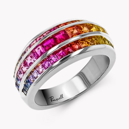 Manhattan Three Row Sapphire Ring 2.17cts in 18ct White Gold
