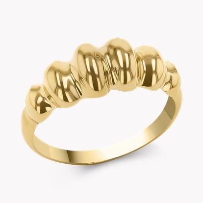 Contemporary Gold Ribbed Bombé Ring