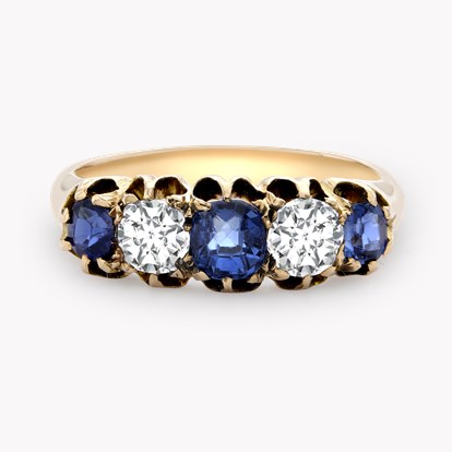 Victorian Sapphire & Diamond Five Stone Ring