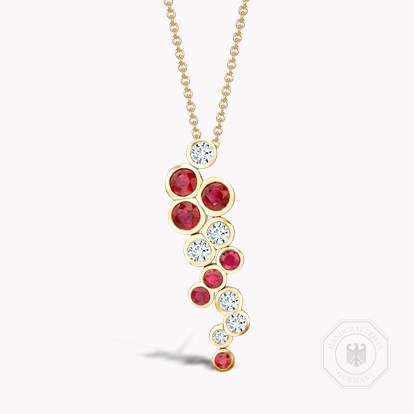 Bubbles Ruby and Diamond Drop Pendant 3.76ct in 18ct Rose Gold