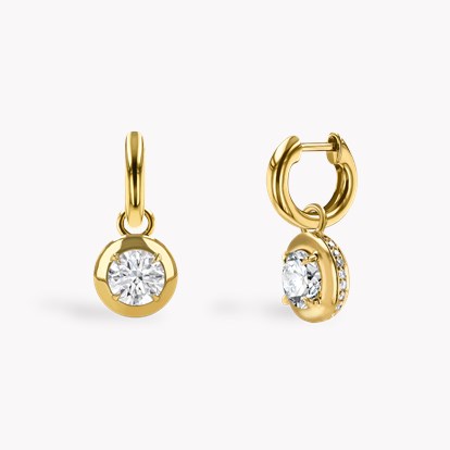 Skimming Stone Diamond Drop Hoop Earrings 1.51ct in 18ct Yellow Gold
