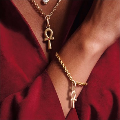 Ankh Cross Garnet Pendant Charm