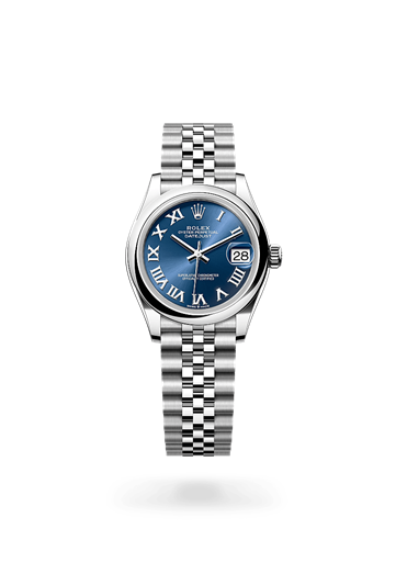 Datejust 31 * Oyster, 31 mm, Oystersteel with a Bright blue Domed bezel and Jubilee, five-piece links bracelet