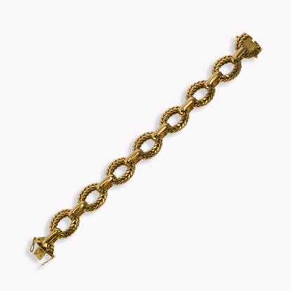French Retro Woven Oval Link Gold Bracelet