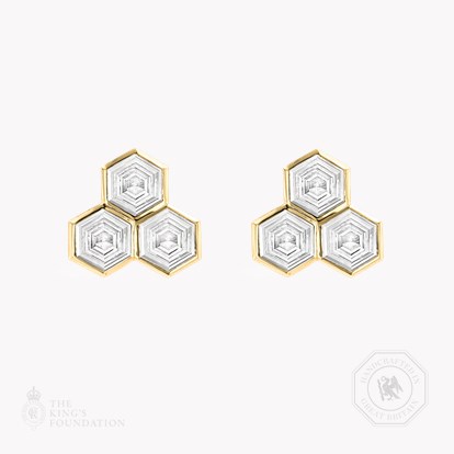Honeycomb 1.85ct Diamond Trilogy Earrings in 18ct Yellow Gold