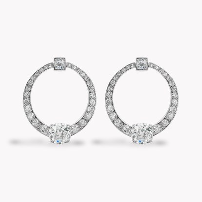Art Deco Cartier Antique Cushion Cut Diamond Graduated Circular Earrings