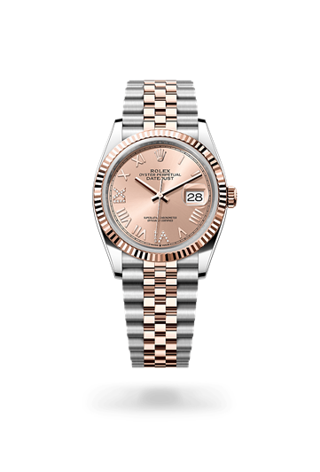 Datejust 36 * Oyster, 36 mm, Oystersteel and Everose gold with a Chocolate set with diamonds Fluted bezel and Jubilee, five-piece links bracelet