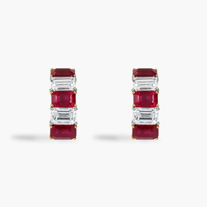 Octagonal Cut 7.63ct Ruby and Diamond Earrings