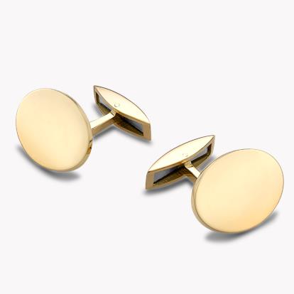 Oval Spring Bar Cufflinks in 18ct Yellow Gold