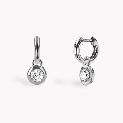 Skimming Stone 1.00ct Botswana Diamond Drop Hoop Earrings in 18ct White Gold