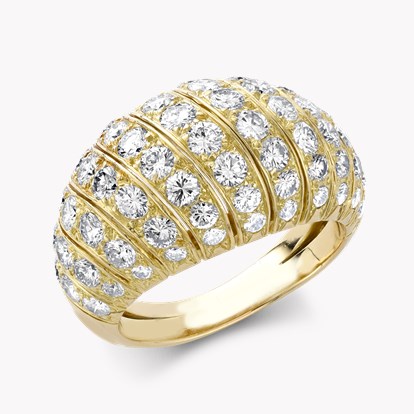 1980s Cartier Yellow Gold and Diamond Bombe Ring Brilliant Cut Diamond